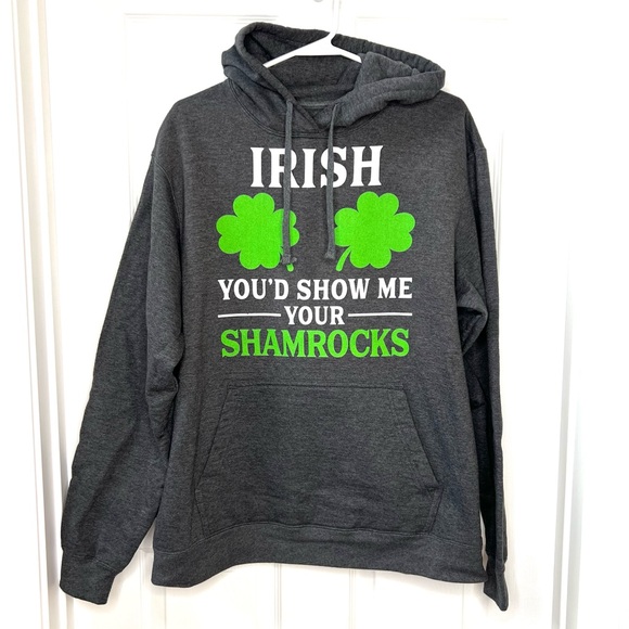 ⭐️ Irish You'd Show Me Your Shamrocks St. Patrick's Day Pullover Hoodie LARGE - Picture 3 of 10